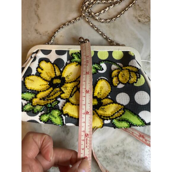 Isabella Fiore Chain Detail Beaded Floral Special Occassion Bag Purse - Picture 9 of 10